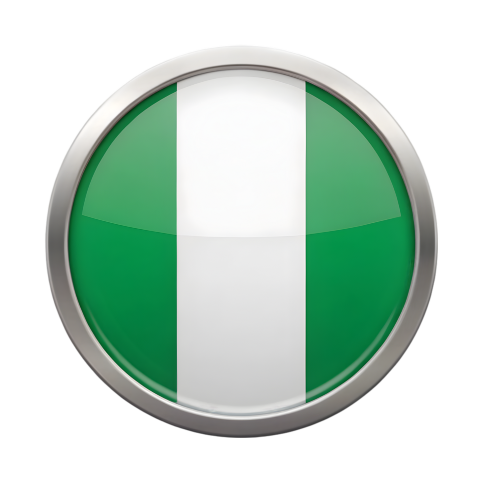 3D Circle-Shaped Nigeria Flag Icon for Graphic Design and Educational Purposes png