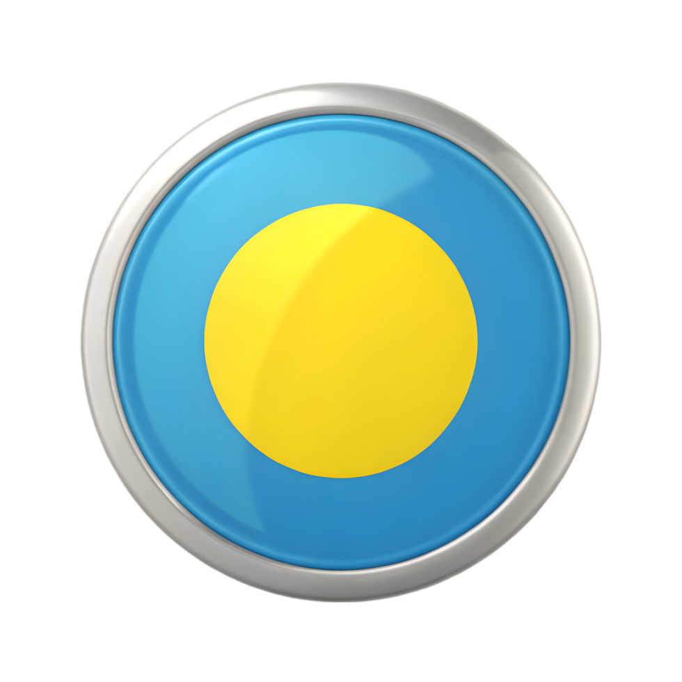 3D Palau Flag Icon in a Modern Circular Shape for Use in Digital Media and Graphic Design Projects png