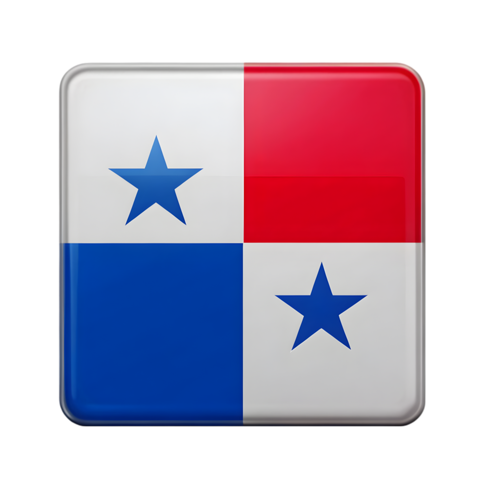 3D Panama Flag Icon in Rectangular Shape for Creative Design Uses png