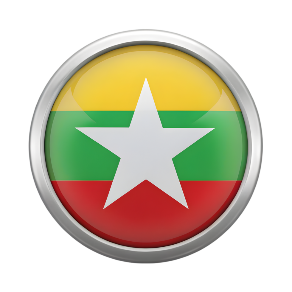 3D Myanmar Flag Icon in Circle Shape Suitable for Web and Graphic Design Projects png
