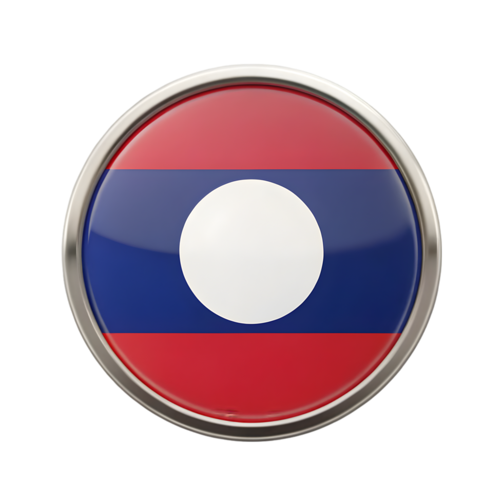 3D Circular Laos Flag Icon Perfect for Representing Laos in Digital and Print Mediums png