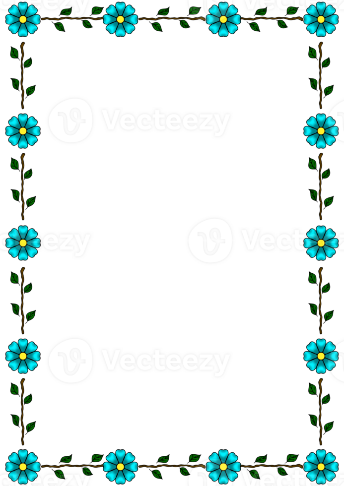 border frame with flowers and leaves png