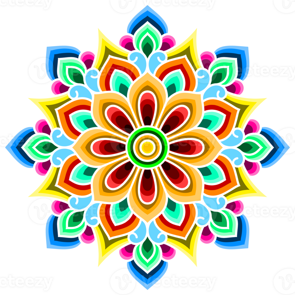 traditional Korean pattern mandala colorful on transparent background png