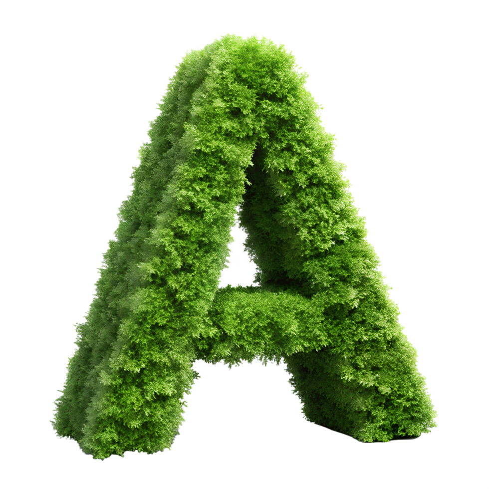 English alphabet A of made from green grass. Generated by AI. png