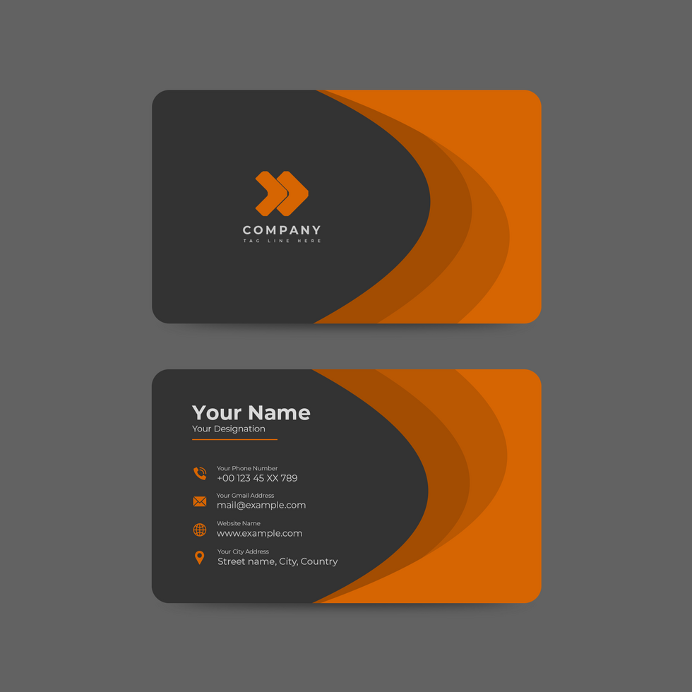 business card template with orange and black design psd
