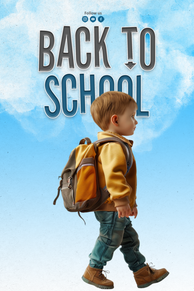 Flat back to school party vertical poster template psd