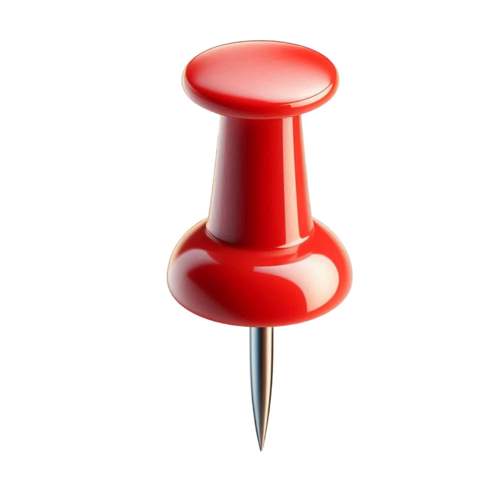 Push pin with red handle isolated on transparent background png