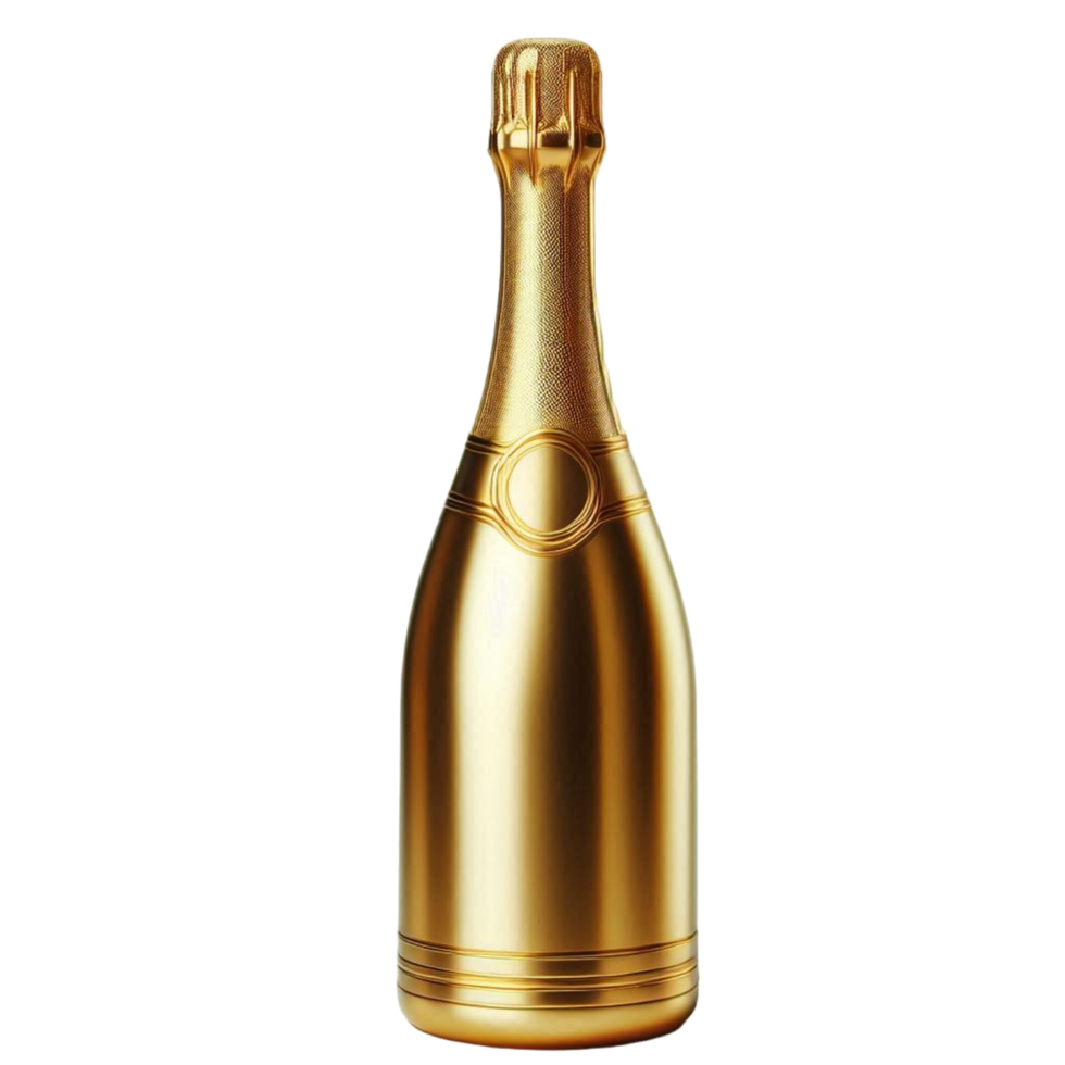 Elegant Gold Champagne Bottle for Celebration Isolated On Transparent Background png