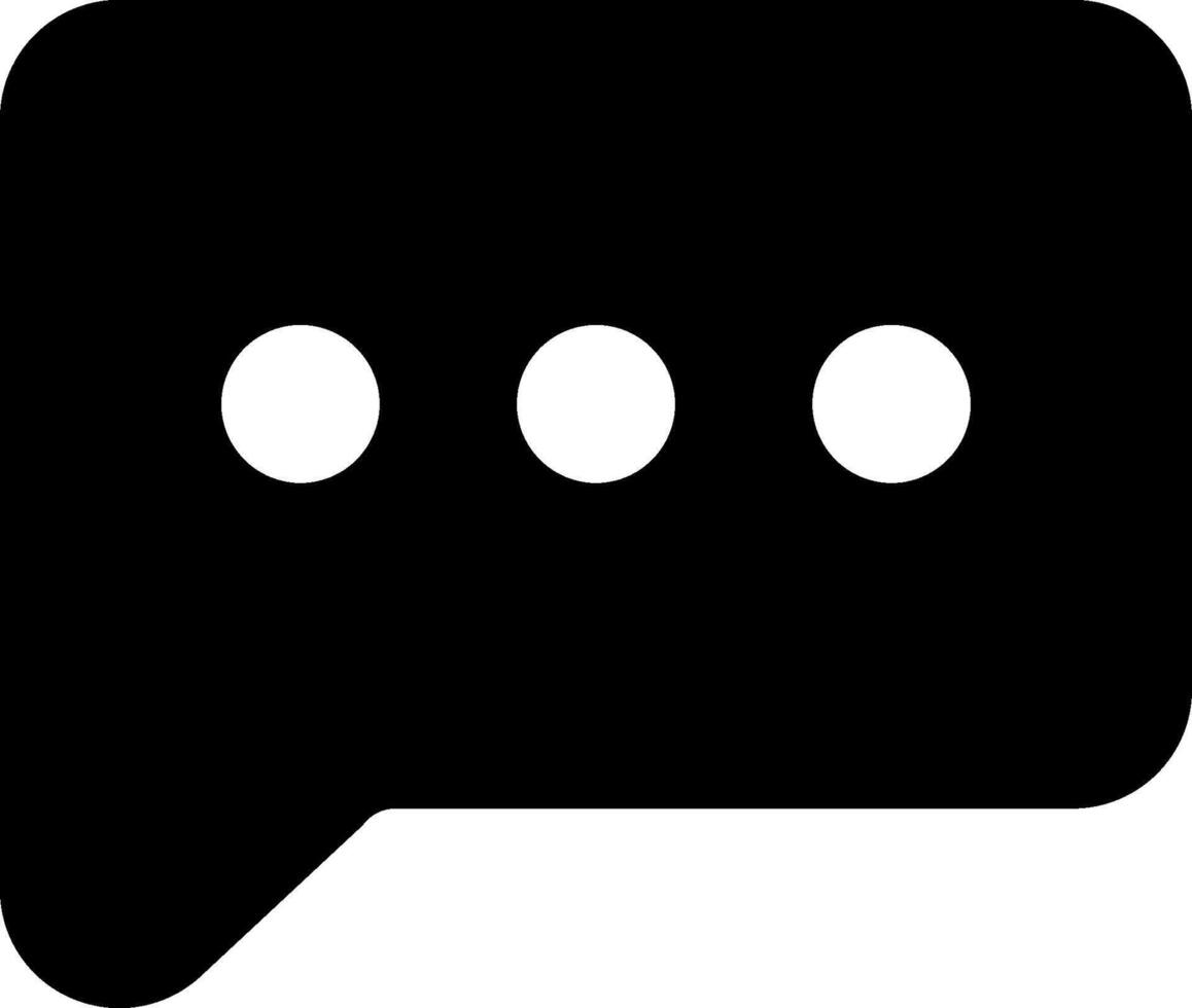 A black speech bubble with three dots on it vector