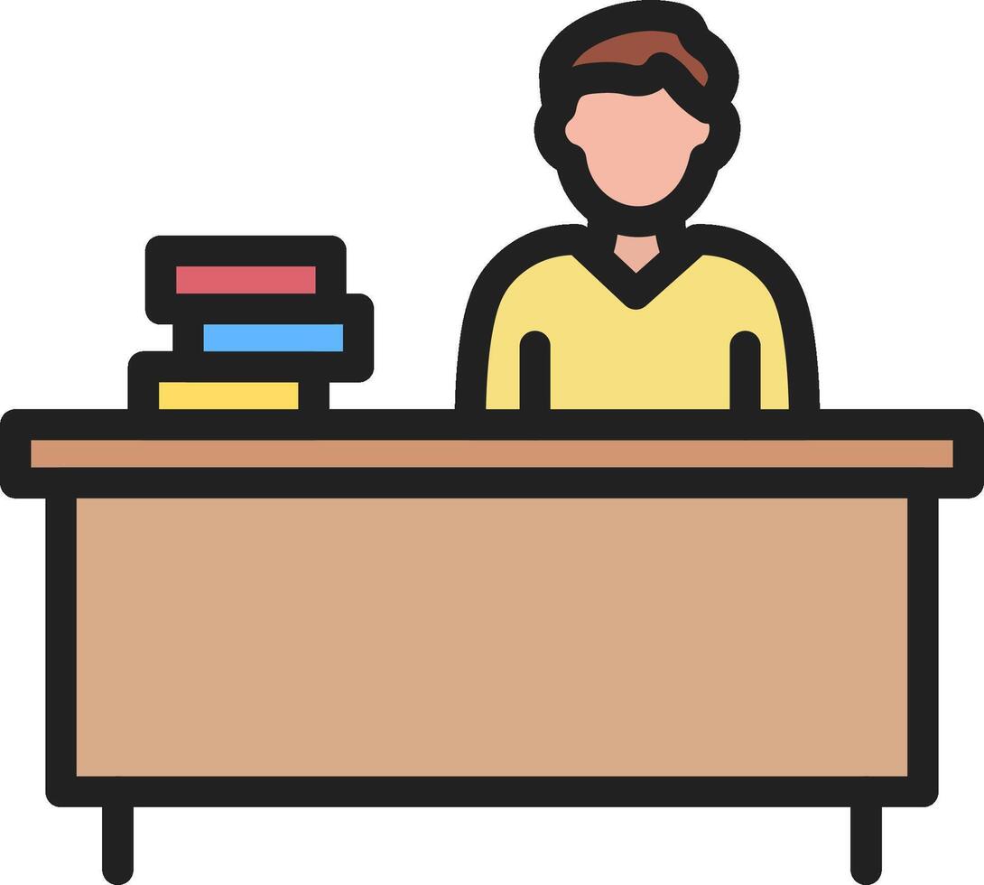 A man sitting at a desk with books on it vector