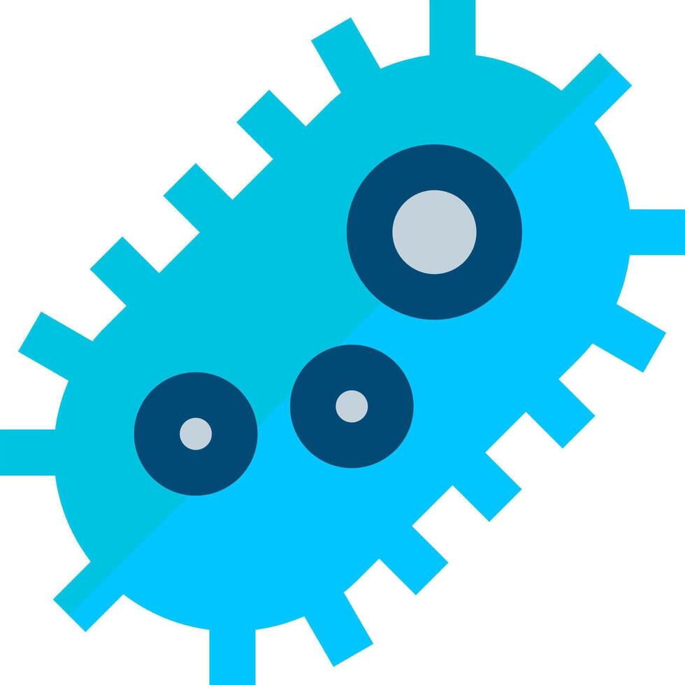A blue and white icon of a virus vector