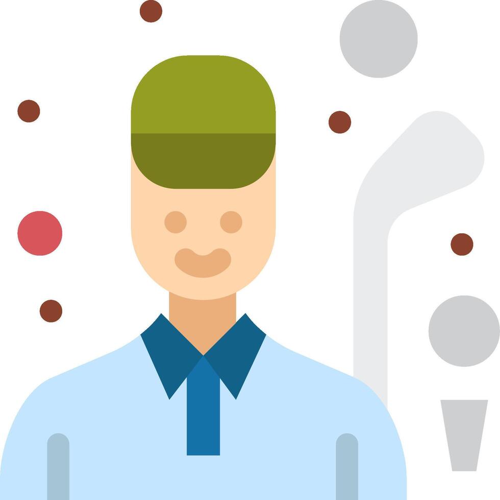 A man in a shirt and tie is standing in front of a golf club vector