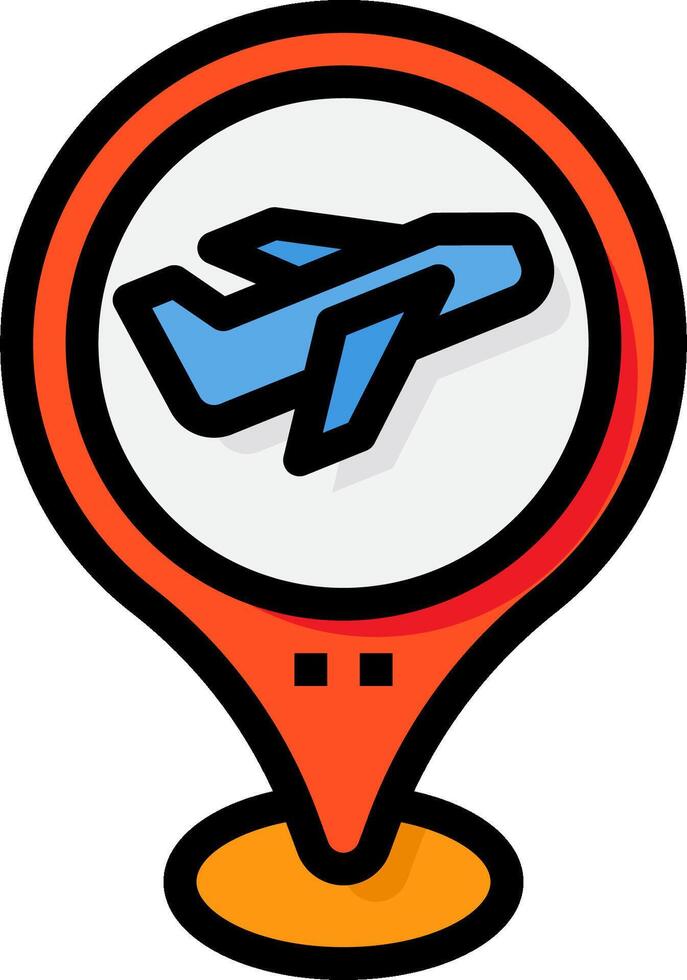 A plane icon on a map pointer vector