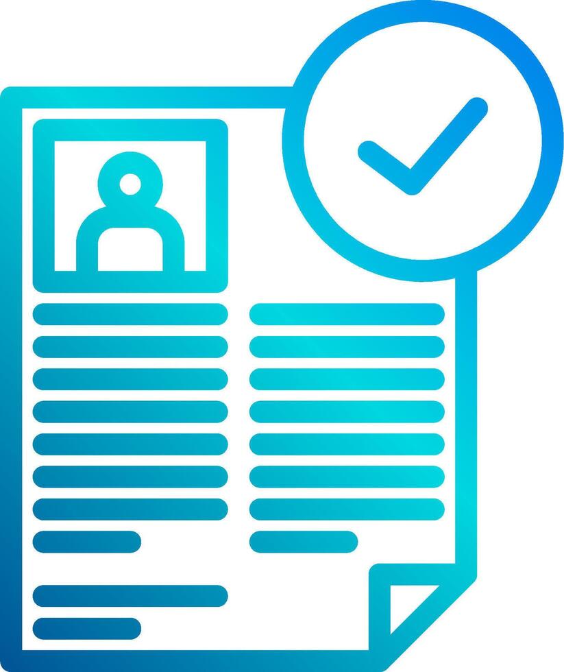 A document icon with a check mark and a person icon vector