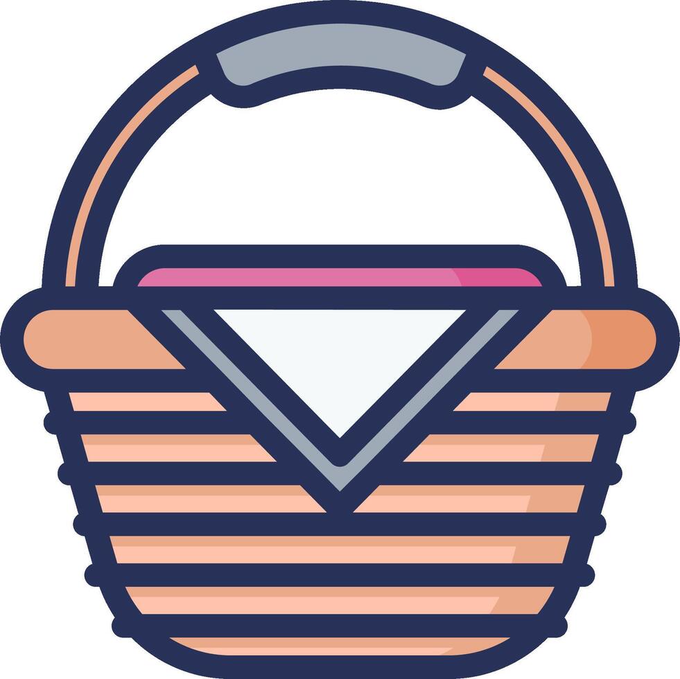 A basket with a pink ribbon on it vector