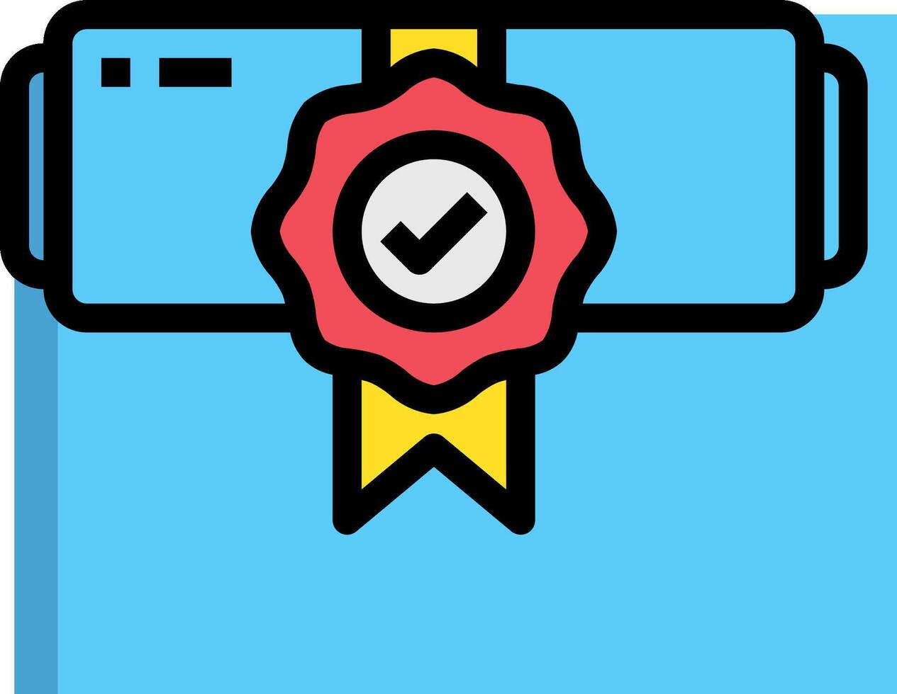 A blue and yellow ribbon with a red seal vector