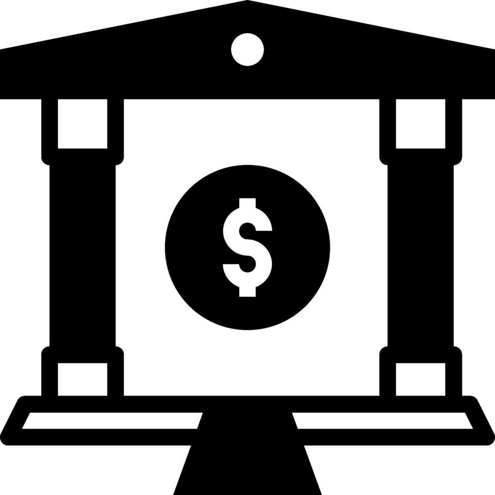 A black and white image of a bank building with a dollar sign vector