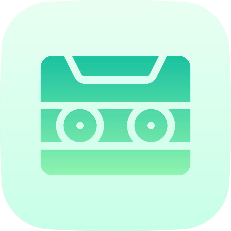 A green and white icon with a cassette tape vector