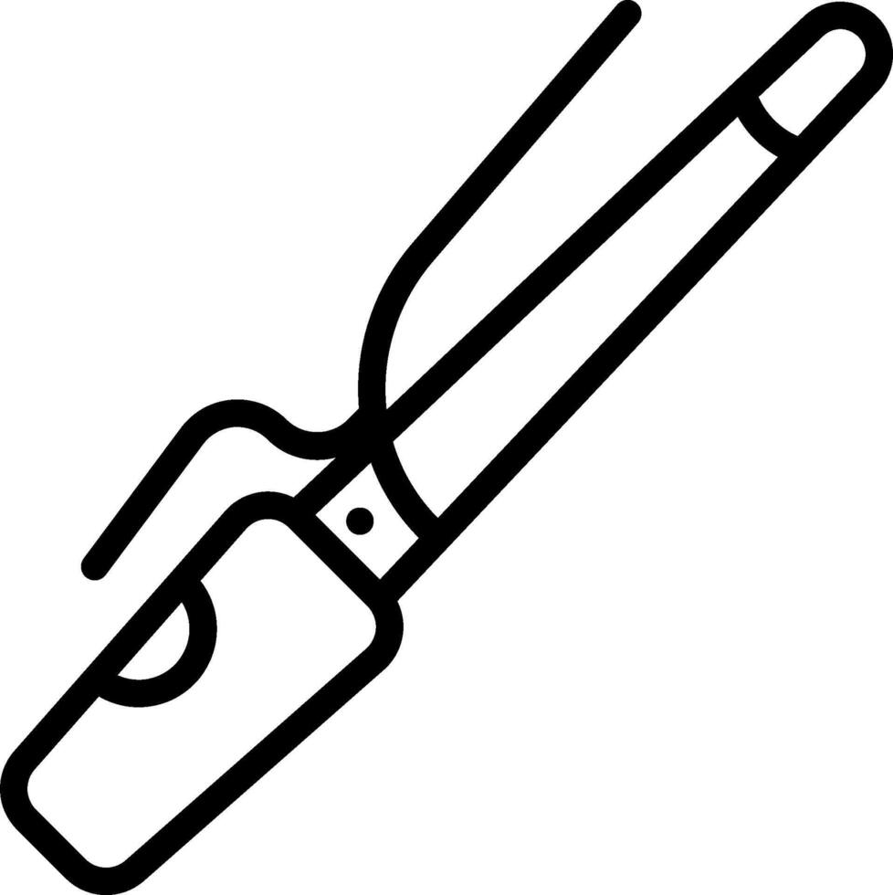 A black and white drawing of a curling iron vector