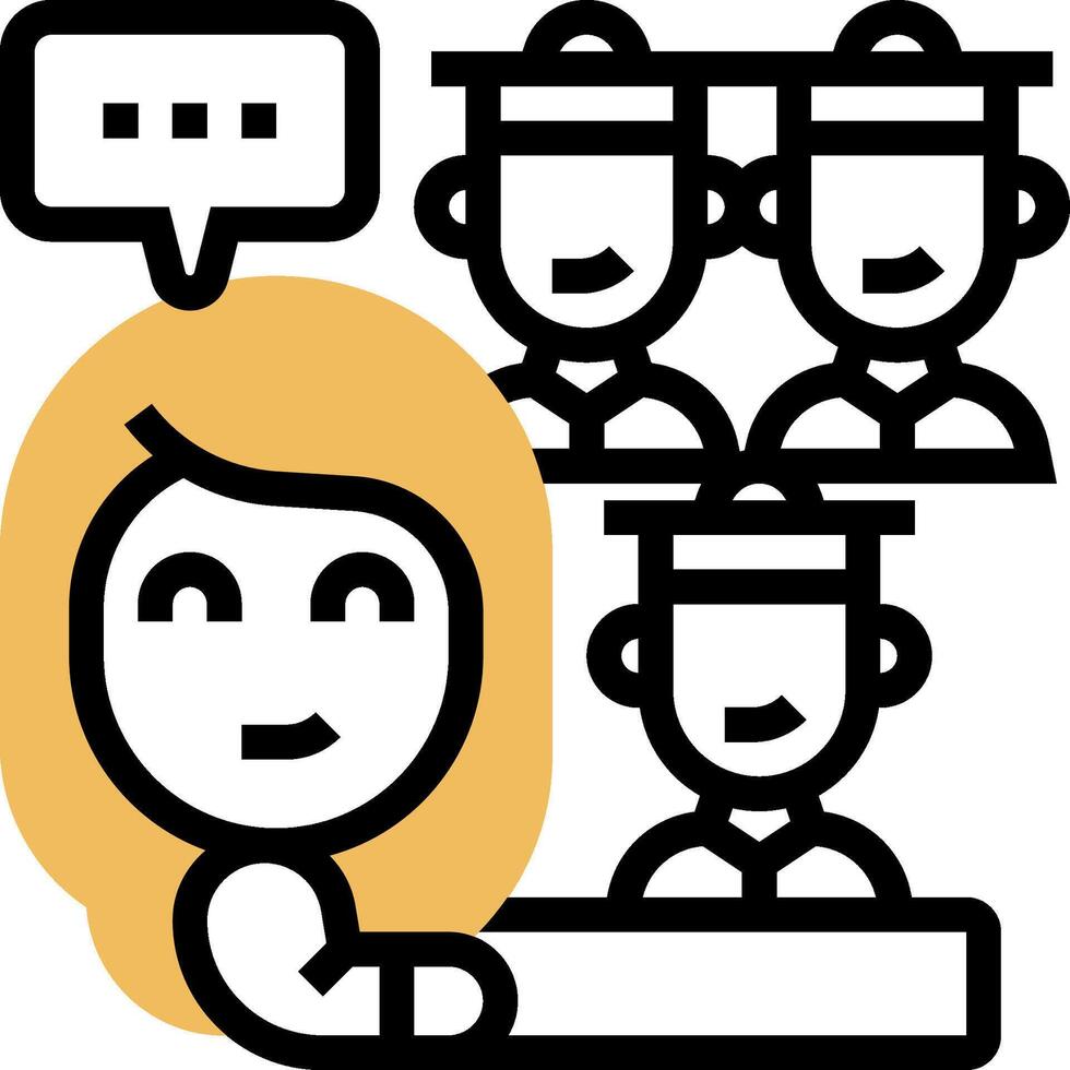 A cartoon woman is sitting at a table with a group of people vector
