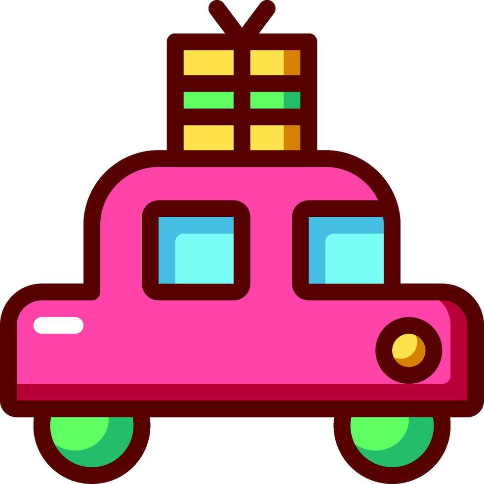 A pink car with a gift on top vector