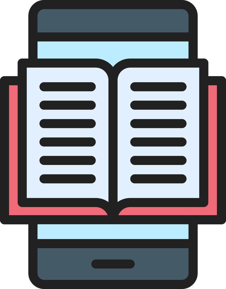 An open book on a smartphone icon vector