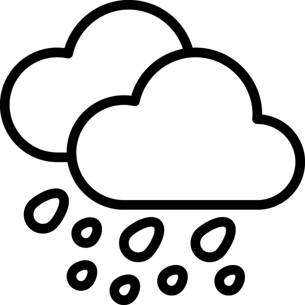 A black and white illustration of rain falling from the clouds vector