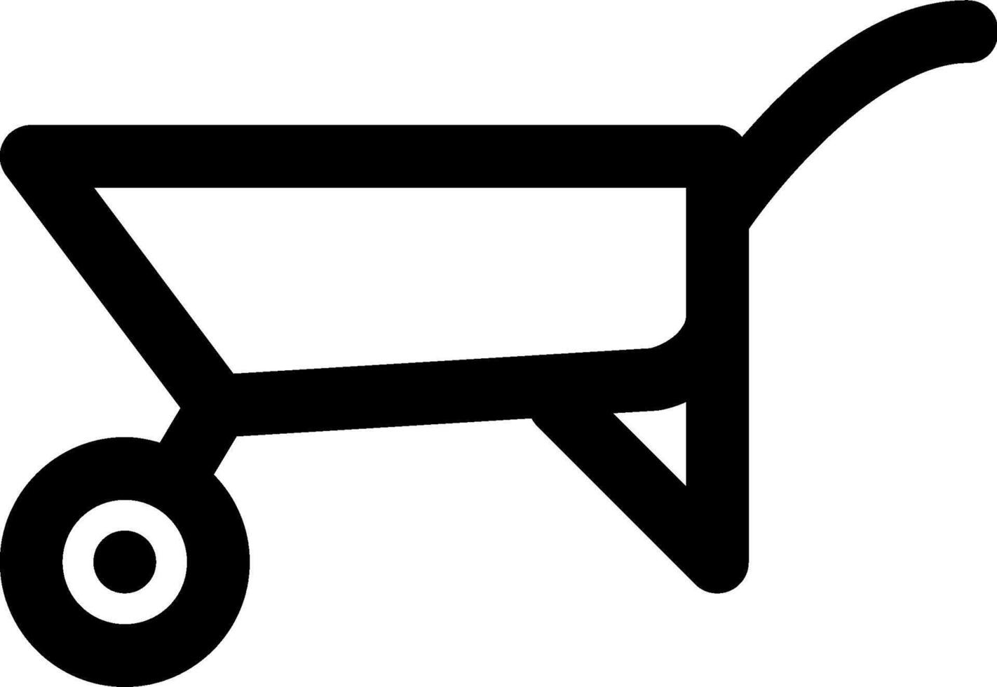 A black and white wheelbarrow icon vector