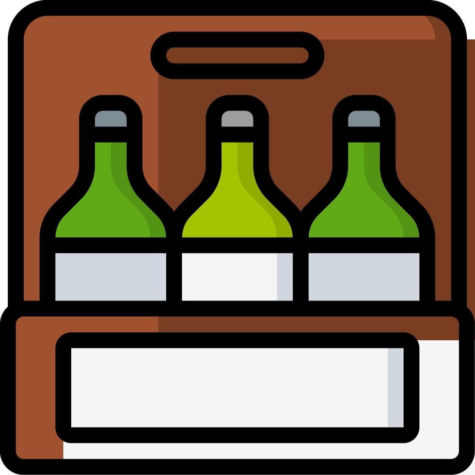 Wine bottles in a box icon vector