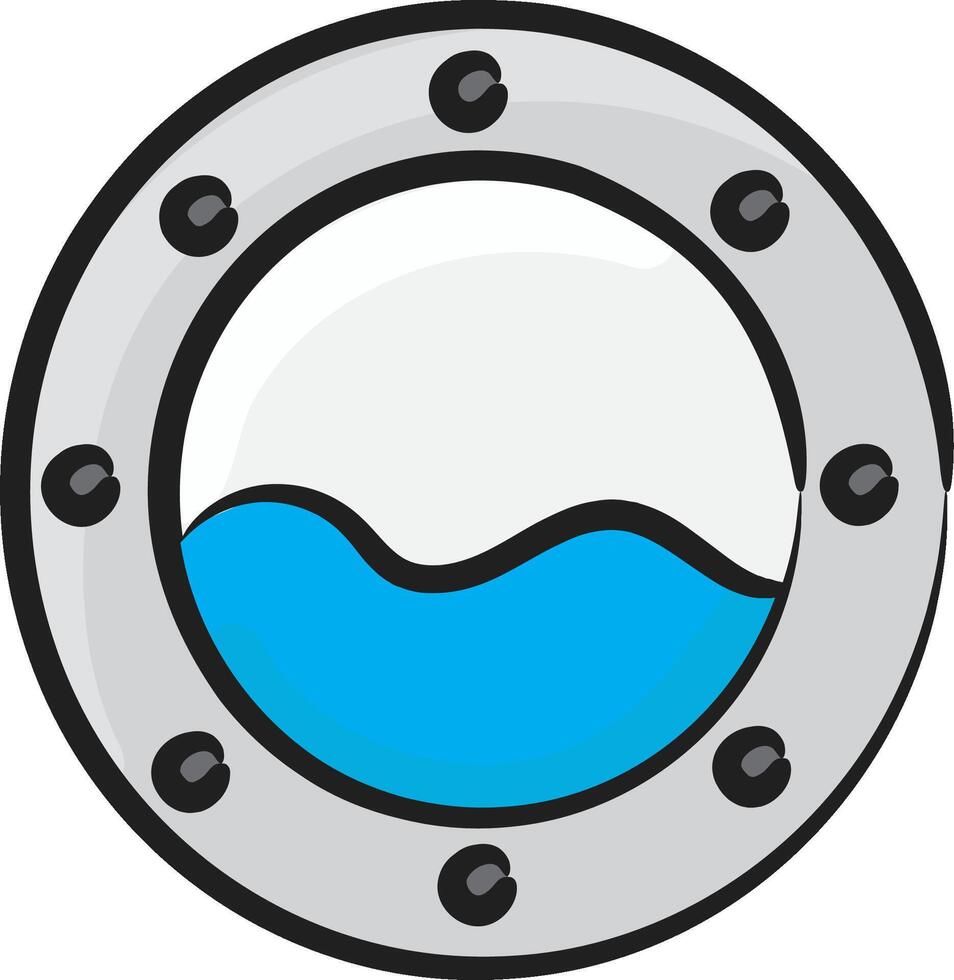 A porthole with a blue water in it vector