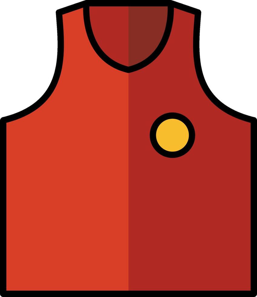 A red basketball jersey with a yellow circle on the chest vector