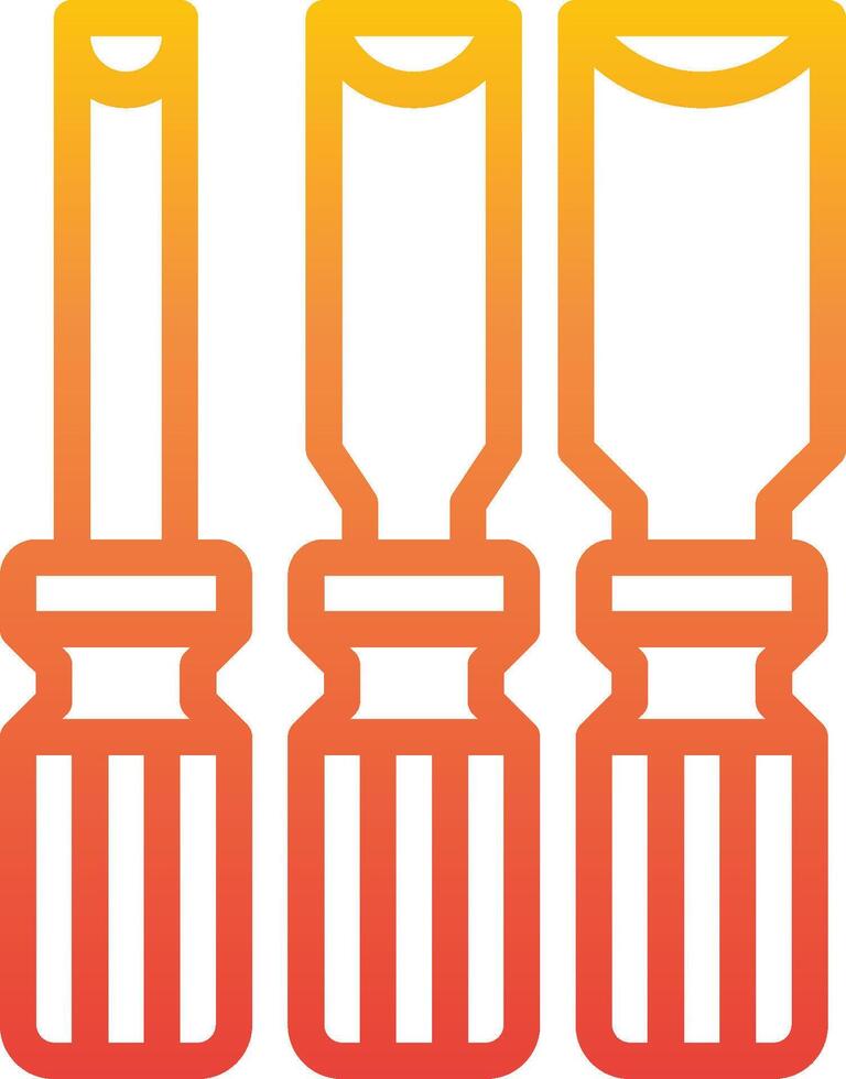 Three different types of screwdrivers in orange and yellow vector