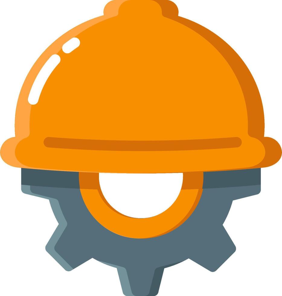 An orange hard hat with gears on it vector