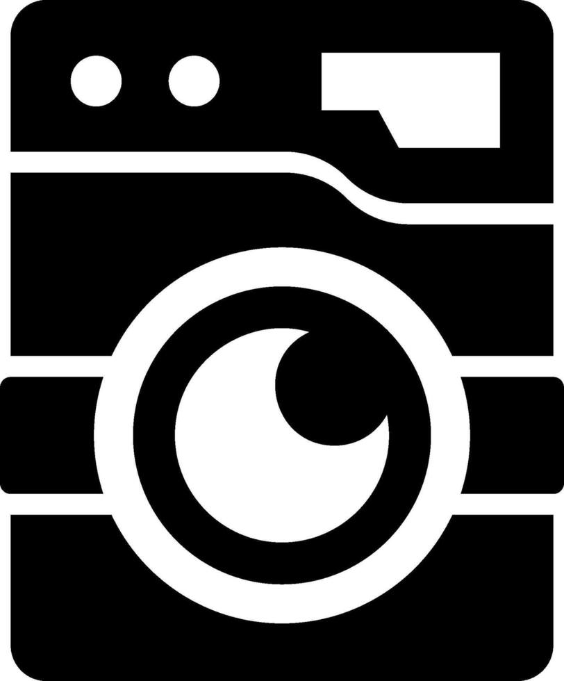 A black and white icon of a camera vector
