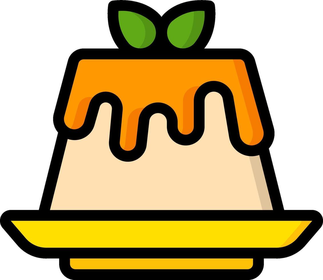 A pudding with a green leaf on top vector