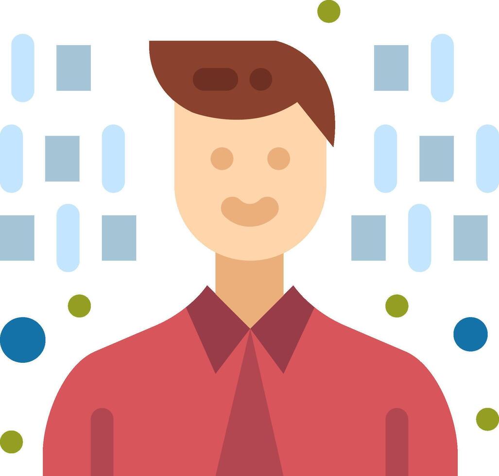 A man in a red shirt and tie is standing in front of a white background vector