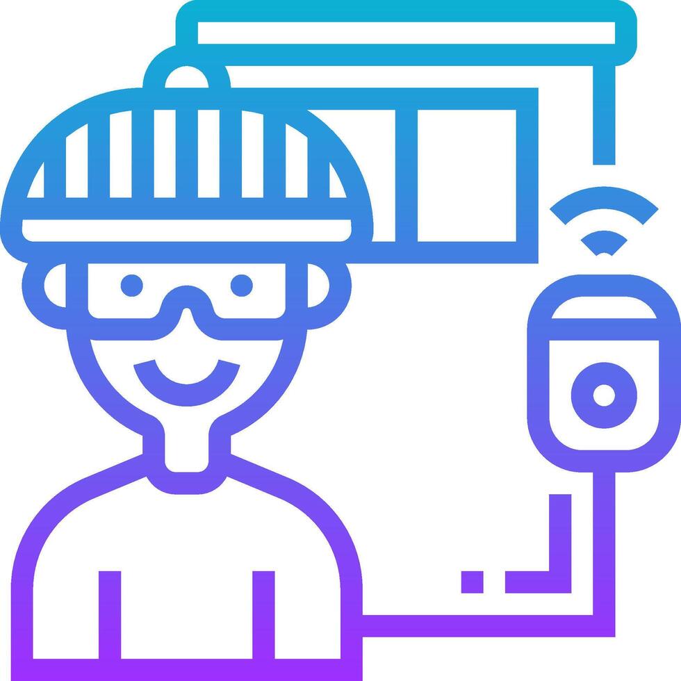 A man wearing a helmet and holding a phone vector
