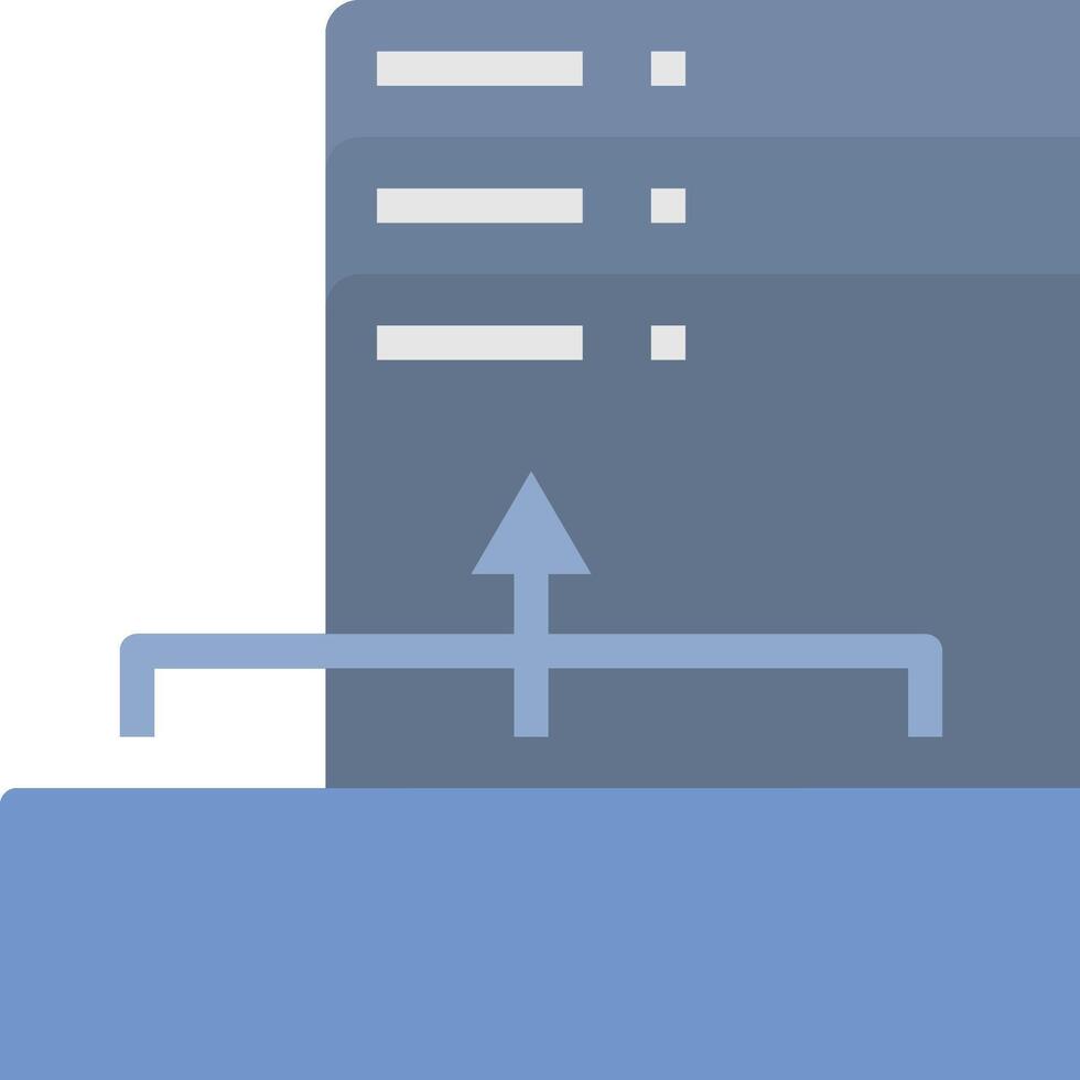 A server with a blue arrow pointing up vector