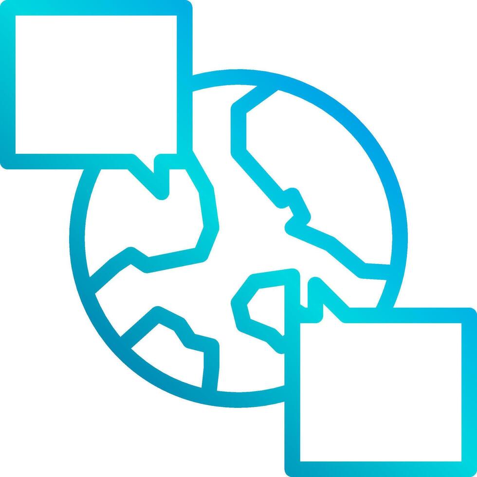 A blue and white globe with two speech bubbles vector