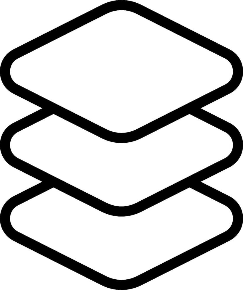 A black and white logo of three stacked cubes vector