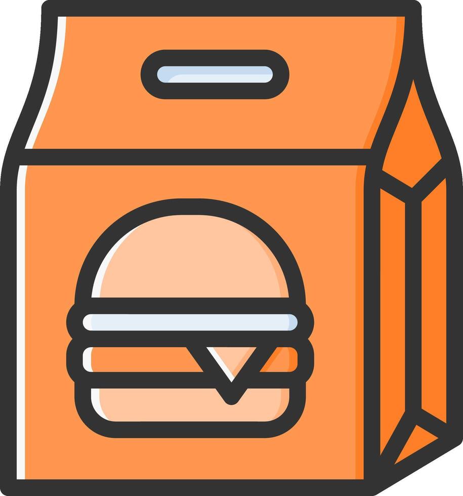 A hamburger in a paper bag icon vector