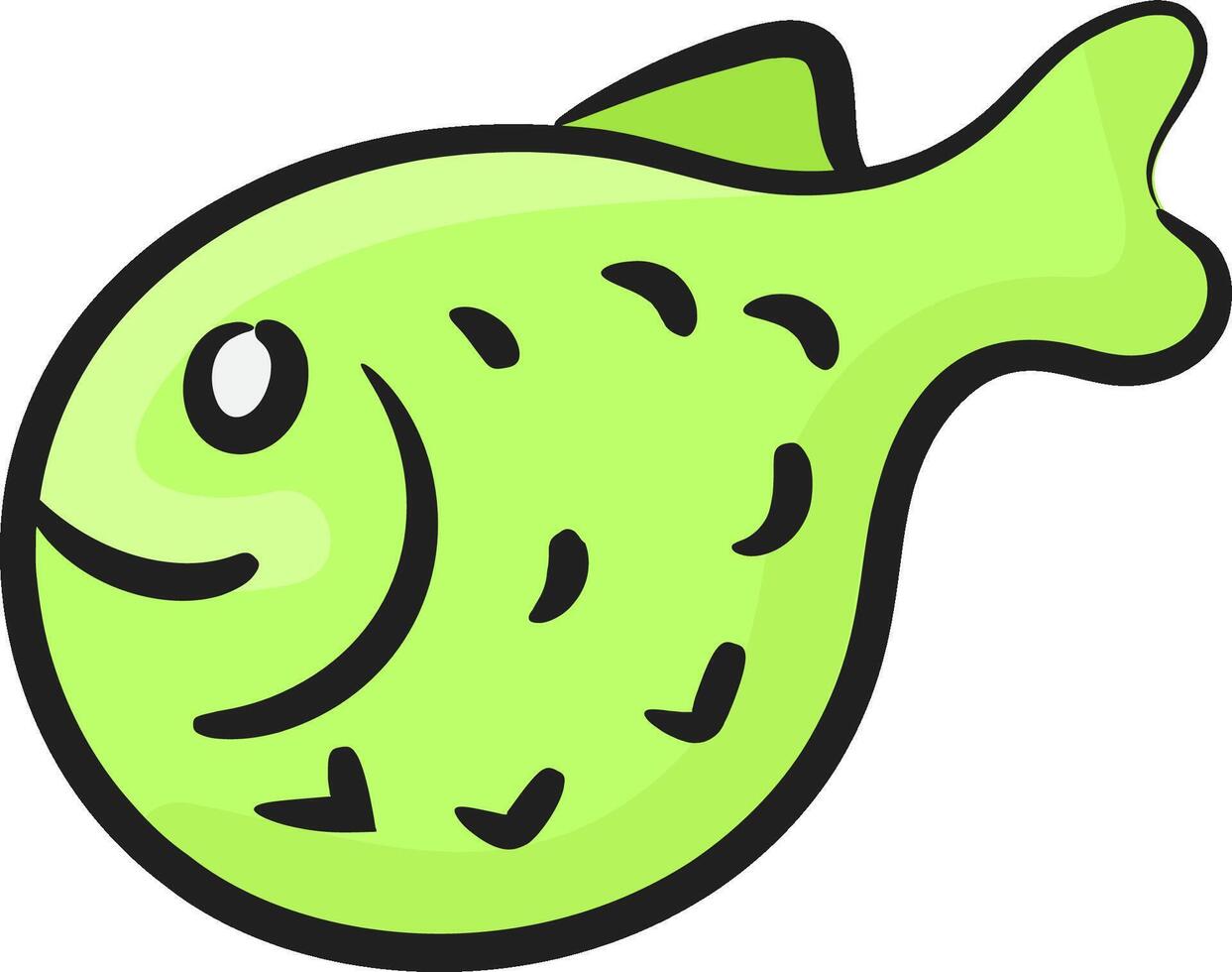 A cartoon green fish with a smile vector