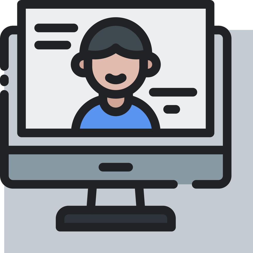 A person is on a computer screen with a computer monitor vector