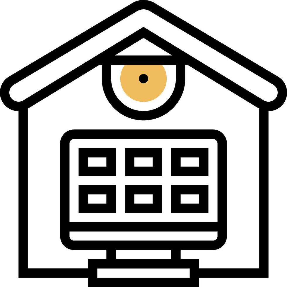 A house with a computer monitor and a window vector