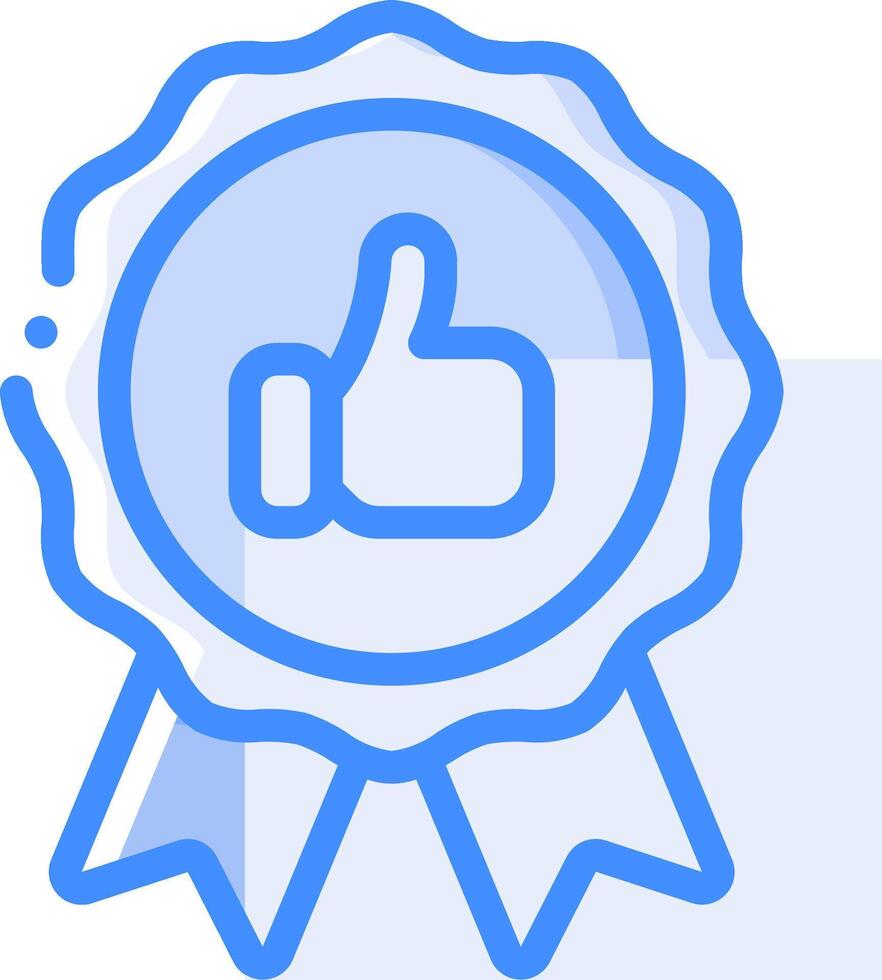 A blue ribbon with a thumbs up icon vector