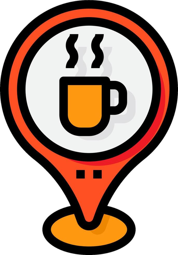 A coffee cup icon on a map vector