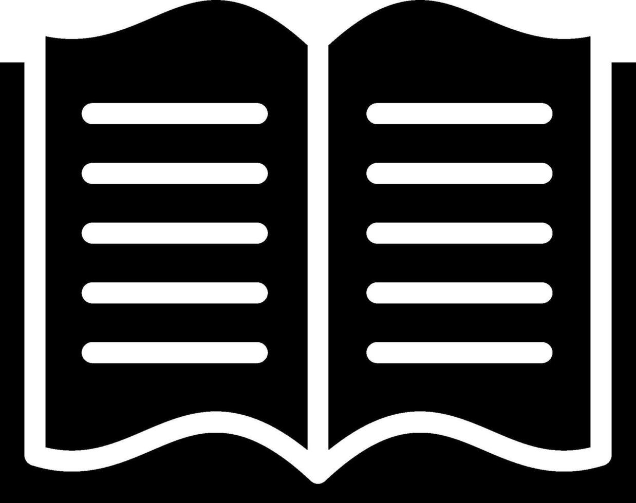 An open book icon with a black background vector
