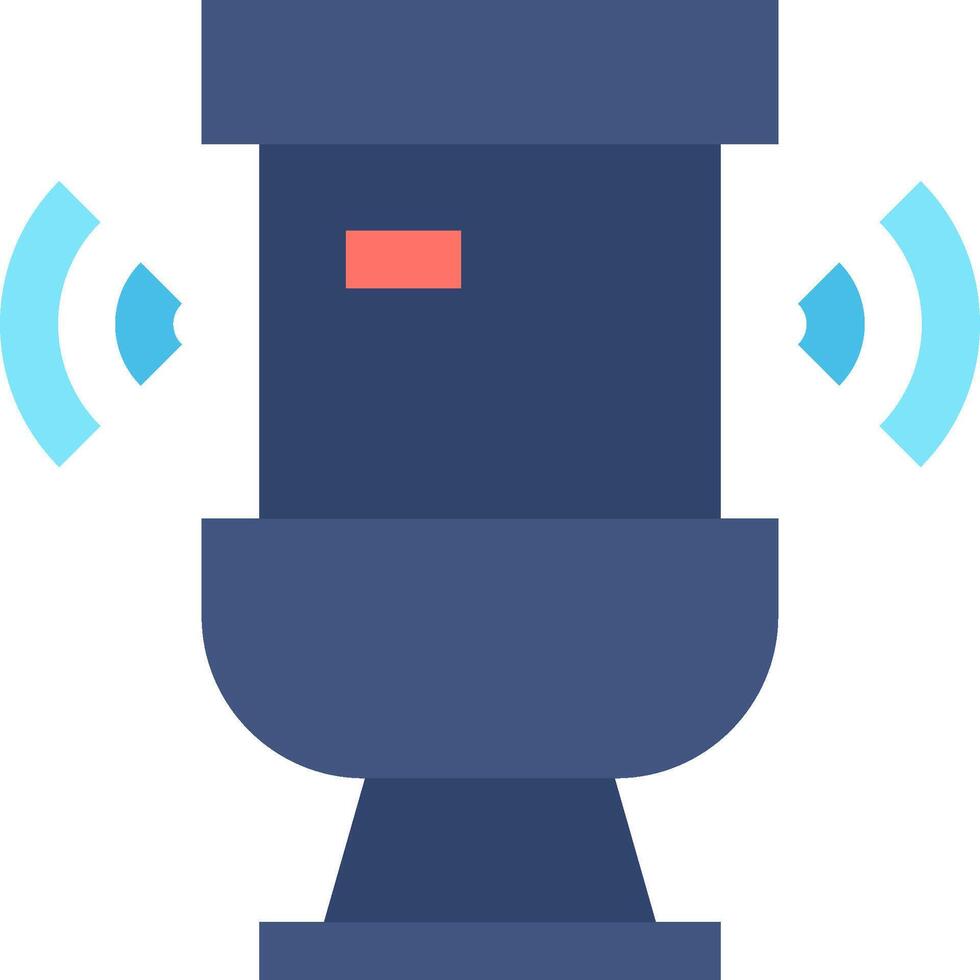 A blue toilet with a red button on it vector