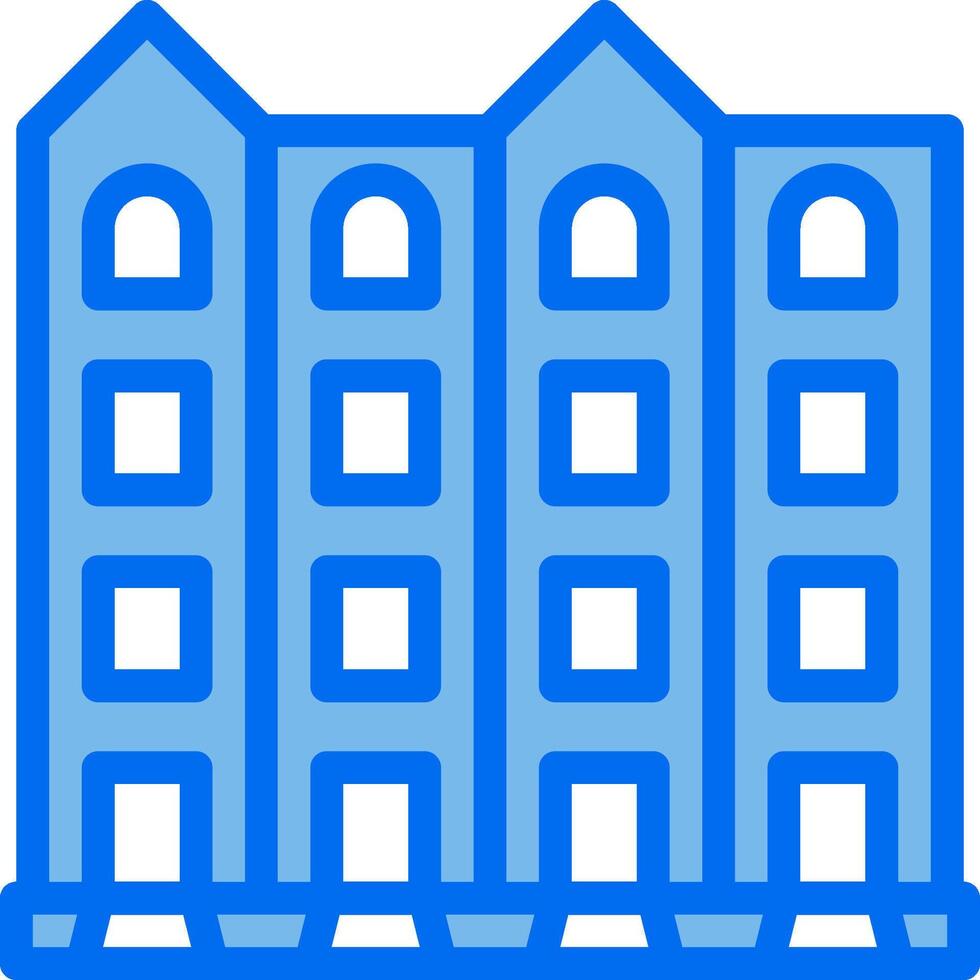 A blue building with windows and a door vector
