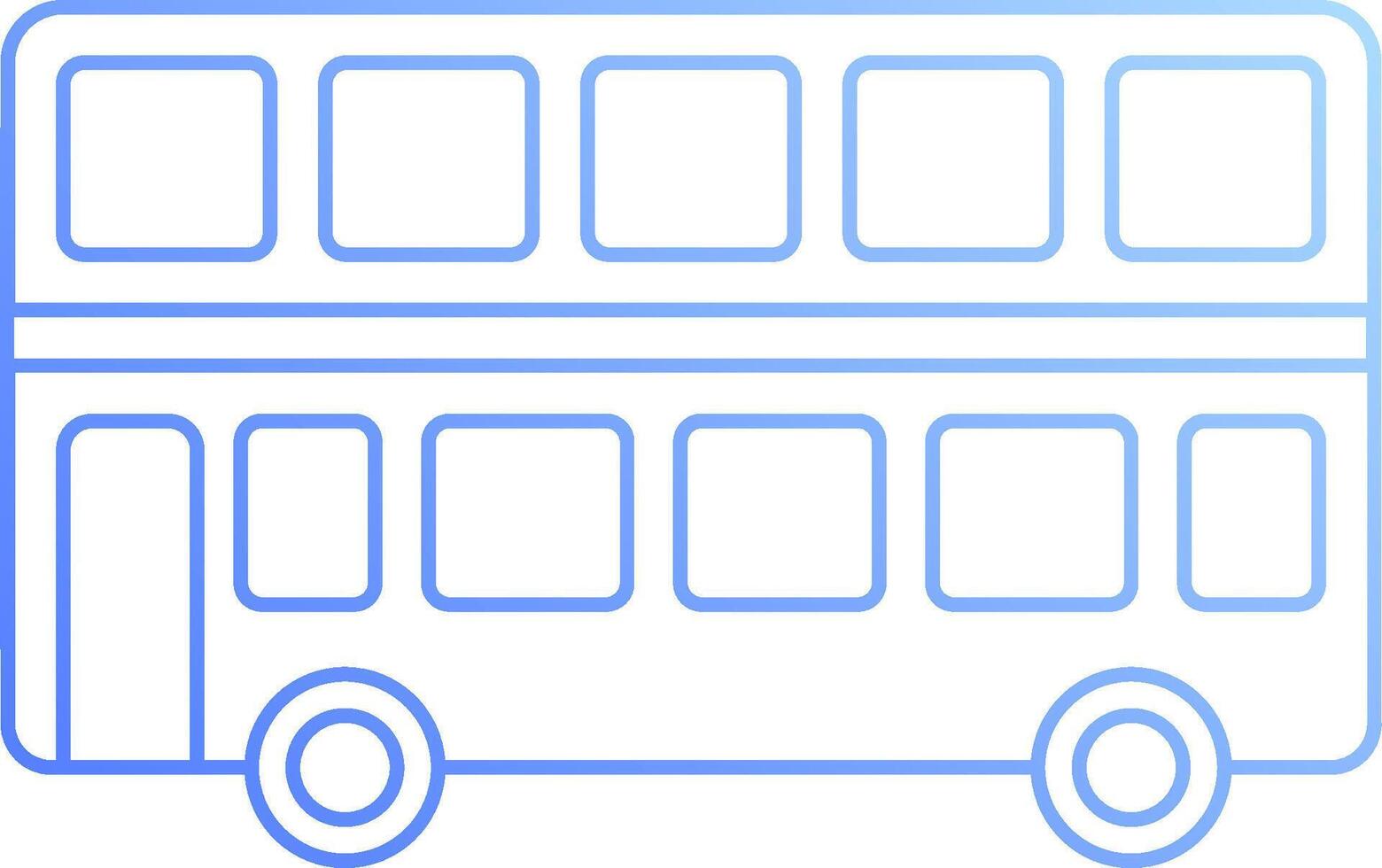 A blue line drawing of a double decker bus vector